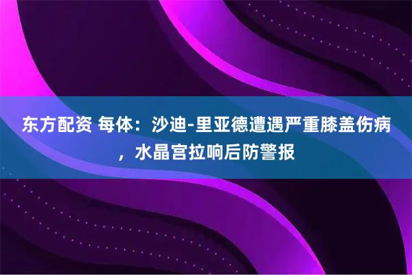 东方配资 每体：沙迪-里亚德遭遇严重膝盖伤病，水晶宫拉响后防警报